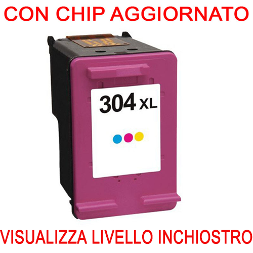 CHIP AGGIORNATO N9K07AE Cartuccia rigenerata per HP 304XL colore alta capacita'
