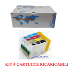 Kit 4 Cartuccia ricaricabile vuota per Epson T1811-T1814 con chip autoreset