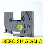 6mmX8m Nastro laminato compatibile per Brother TZe-611 nero su giallo