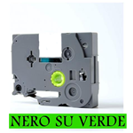 9mmX8m Nastro laminato compatibile per Brother TZe-721 nero su verde