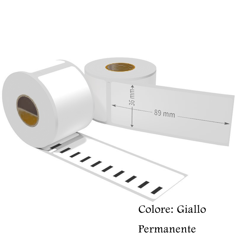 Etichette adesive permanente per DYMO DM-99012Y 89mm*36mm giallo 260pz