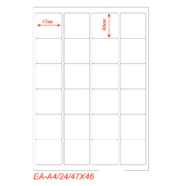 Etichette adesivo formato A4 165g 47,5*46,5mm n.24 etichette/foglio (conf.100foglio)