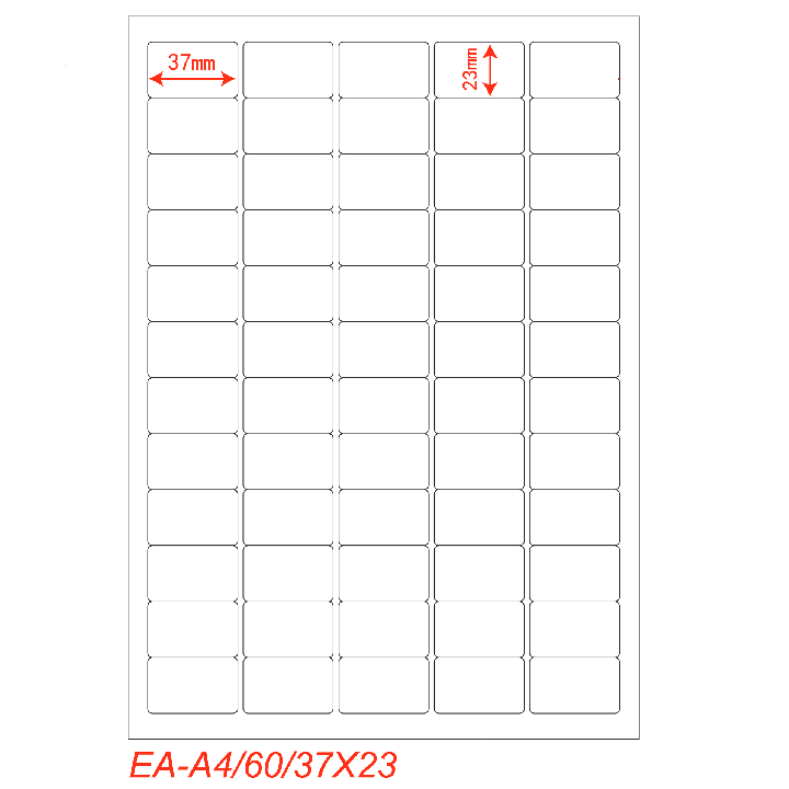 Etichette adesivo formato A4 165g 37*23mm n.60 etichette/foglio (conf.100foglio)