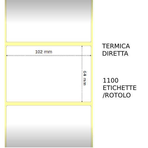 Termica diretta Etichette permanente per ZEBRA 102mm*64mm 1100pz