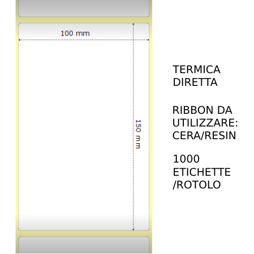 Trasferimento termico Etichette permanente per ZEBRA 100mm*150mm 1000pz utilizzo con Ribbon