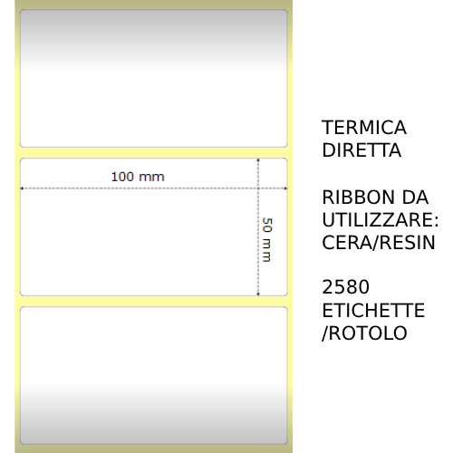 Trasferimento termico Etichette permanente per ZEBRA 100mm*50mm 2580pz utilizzo con Ribbon