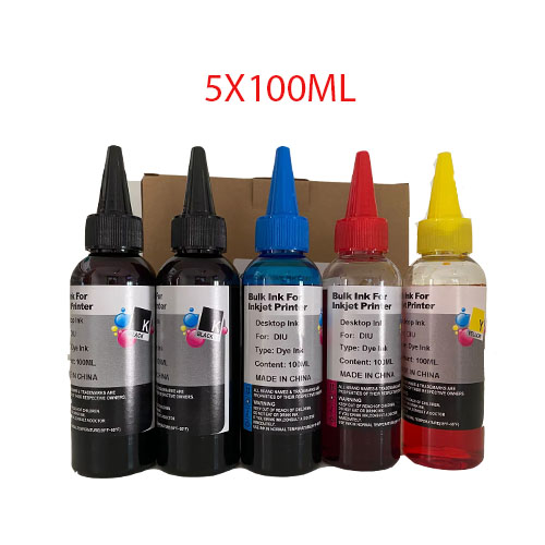 5X100ml Kit inchiostri universali 2xNero 1xCiano 1xMagenta 1xGiallo