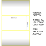 Trasferimento termico Etichette permanente per ZEBRA 100mm*50mm 2580pz utilizzo con Ribbon