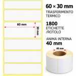 Trasferimento termico Etichette permanente per ZEBRA 60mm*30mm 1800pz utilizzo con Ribbon