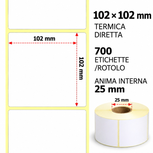 Termica diretta Etichette permanente per ZEBRA 102mm*102mm 700pz 