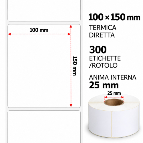Termica diretta Etichette permanente per ZEBRA 100mm*150mm 300pz 