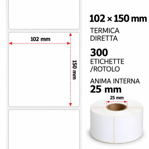 Termica diretta Etichette permanente per ZEBRA 102mm*150mm 300pz 